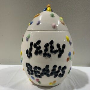 Ceramic 10” Easter Egg 3D Jelly Beans candy or cookie jar